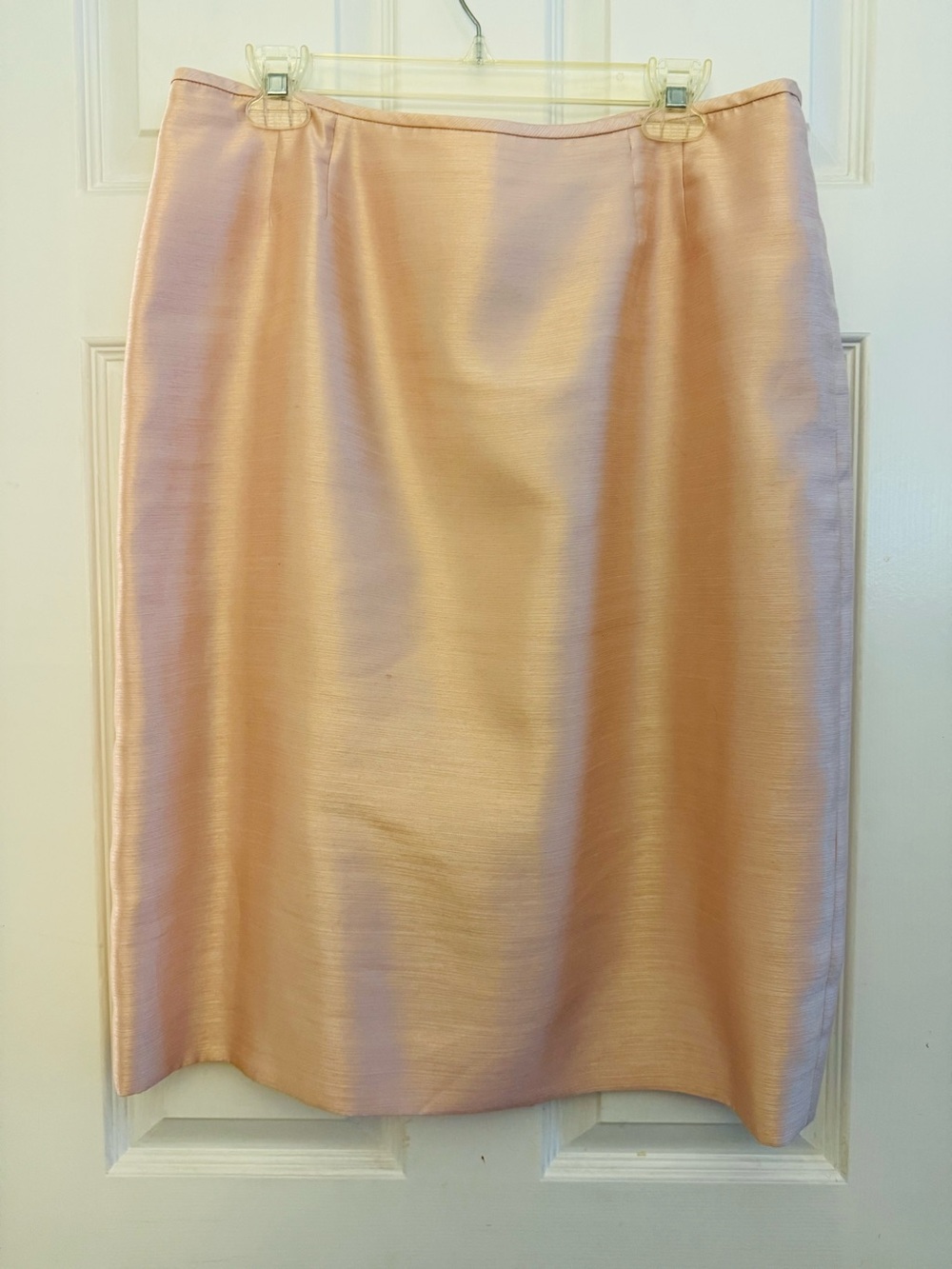 Le Suit Blush Pink Satin Two-Piece Skirt Suit Sz. 14 Career Mother-of-the-Bride - Picture 7 of 16